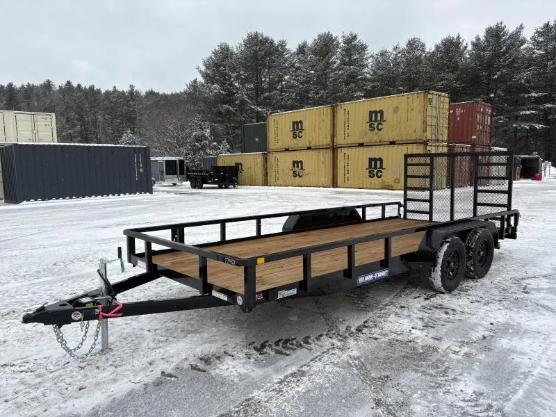 2026 Sure-Trac 7x18 7K Powder Coated Tube Top Utility Trailer w/Spare Tire Mount, & Spring Assist Ramp