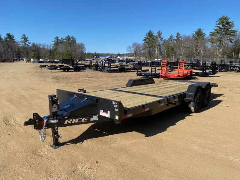 2025 Rice Trailers 7x22 Powder Coated 14K Partial Tilt Equipment Trailer w/D-Rings & Toolbox