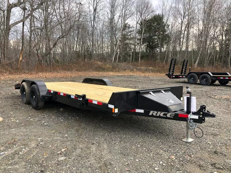 2026 Rice Trailers 7x20 10K Powder Coated Car Hauler w/Toolbox & Ramps