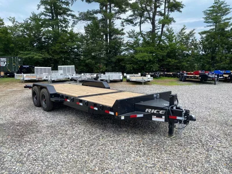 2026 Rice Trailers 7x16+6 Powder Coated 16K Partial Tilt Equipment Trailer w/D-Rings & Toolbox