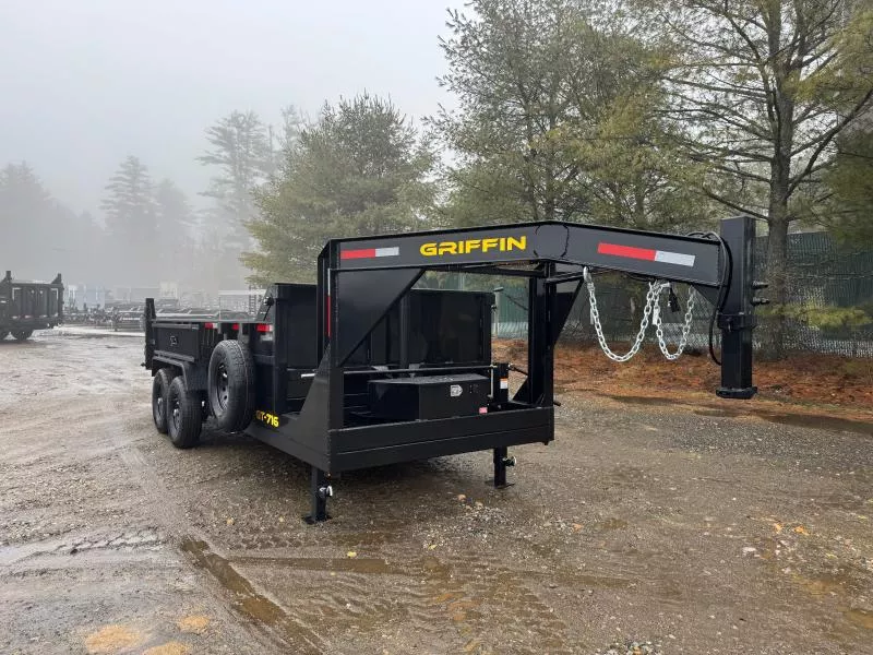 2026 Griffin Trailers 7x16 Powder Coated 14K Gooseneck Tele Dump Trailer w/Tarp Kit, Ramps, & Spare