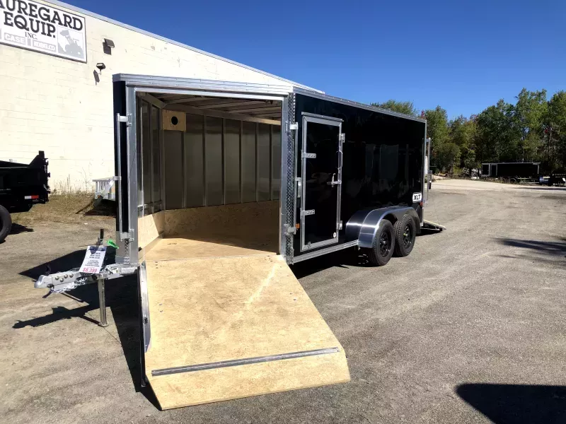 2026 E-Z Hauler XLT 7x14 Aluminum 2-Place Drive In/Out Snowmobile Trailer w/Spring Assist Ramps. 1730 lbs.