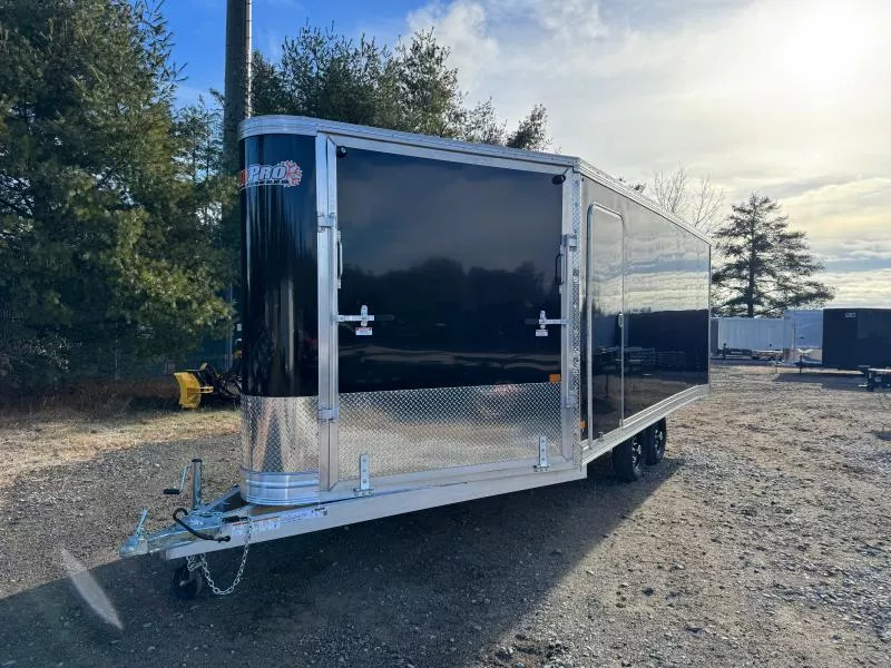 2026 SnoPro Trailers 101x18+6 Aluminum 3/4-Place Enclosed Snowmobile Trailer w/Tapered Ramps & Spoiler
