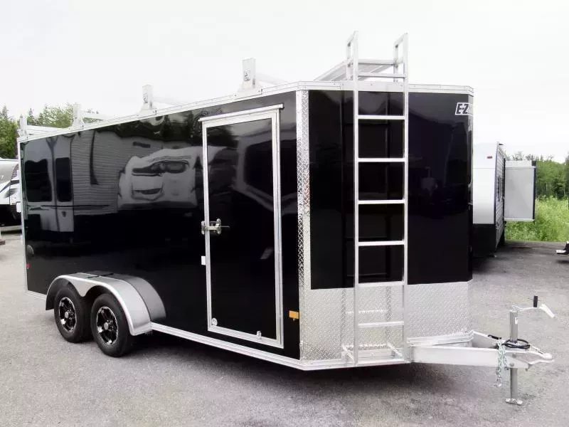 2026 E-Z Hauler 7x16 7K Aluminum Enclosed Cargo Trailer w/Ultimate Contractor Package, Barn Doors. 1580 lbs.