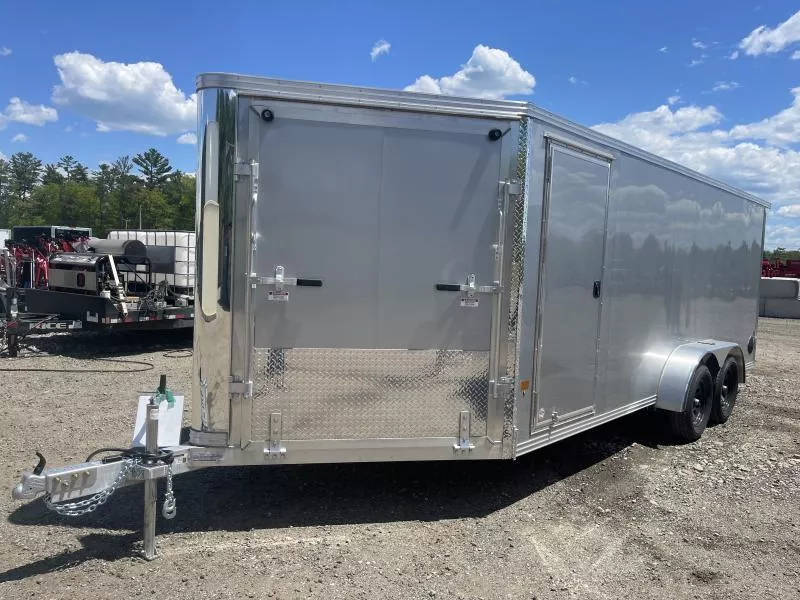 2025 Stealth Trailers 7x18 3-Place Aluminum Enclosed Snowmobile Trailer w/Rear Door Canopy w/Lights  