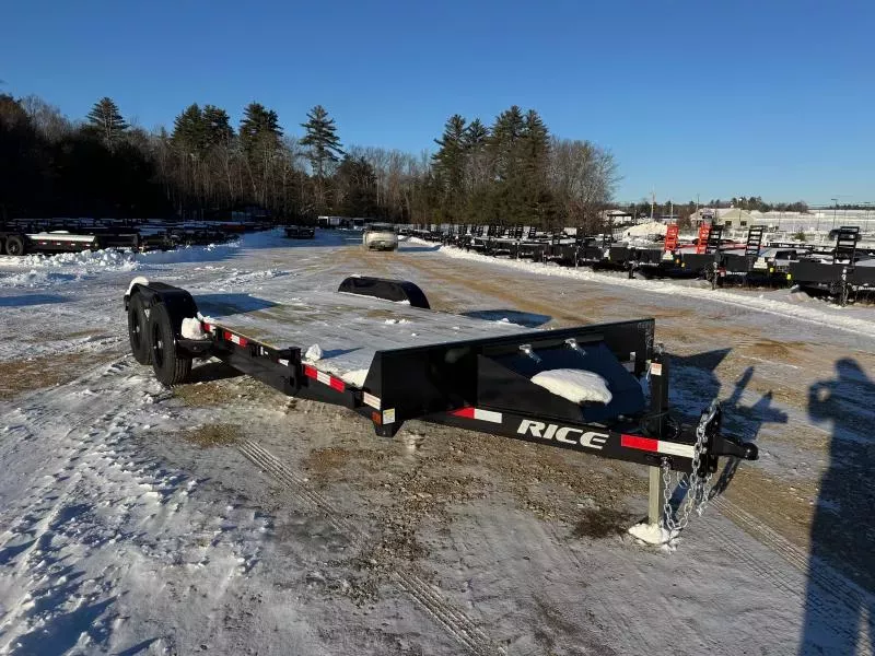 2026 Rice Trailers 7x20 Powder Coated 10k Car Hauler w/Slide-In Ramps - SCRATCH & DENT