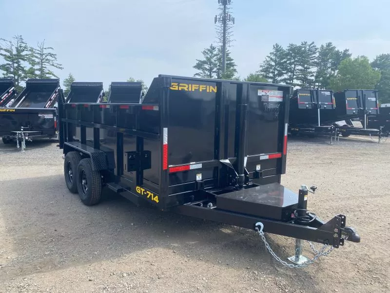 2025 Griffin Trailers 7x14 Powder Coated 14K Telescoping High Side Dump Trailer w/Ramp Kit