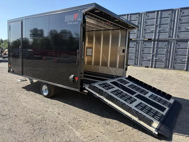 2025 Durabull Trailers 101x12 2-Place Aluminum Multisport Snowmobile Trailer w/Rear Spoiler w/Lights, Blackout Package & Fuel Doors 