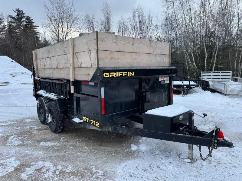 2023 Griffin Trailers 7x12 Powder Coated 12K  Dump Trailer w/Wood Extensions, Tarp Kit & Ramps