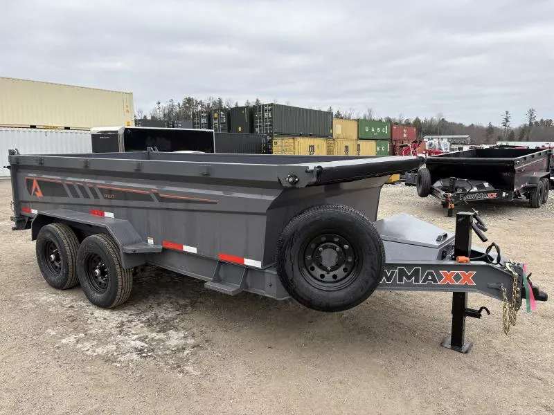 2026 RawMaxx 7X14 14K Powder Coated Dump Trailer w/Slide-In Ramps & Tarp Kit