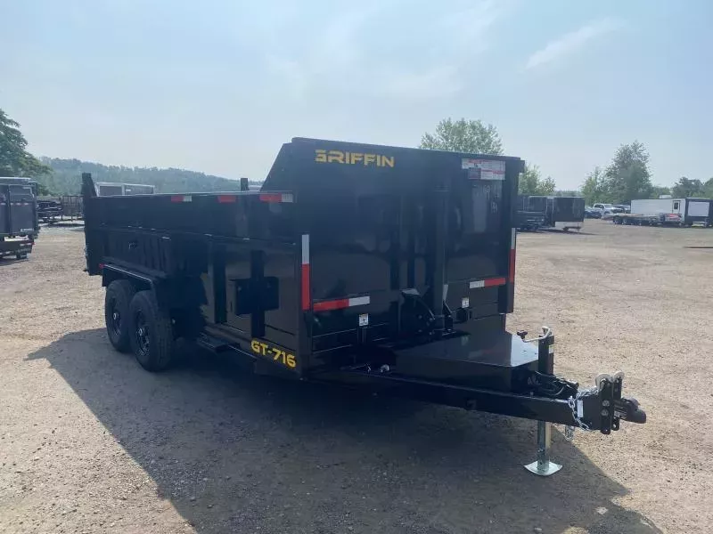 2026 Griffin Trailers 7x16 Powder Coated 14K Telescopic Dump Trailer w/3' Sides & Ramp Kit