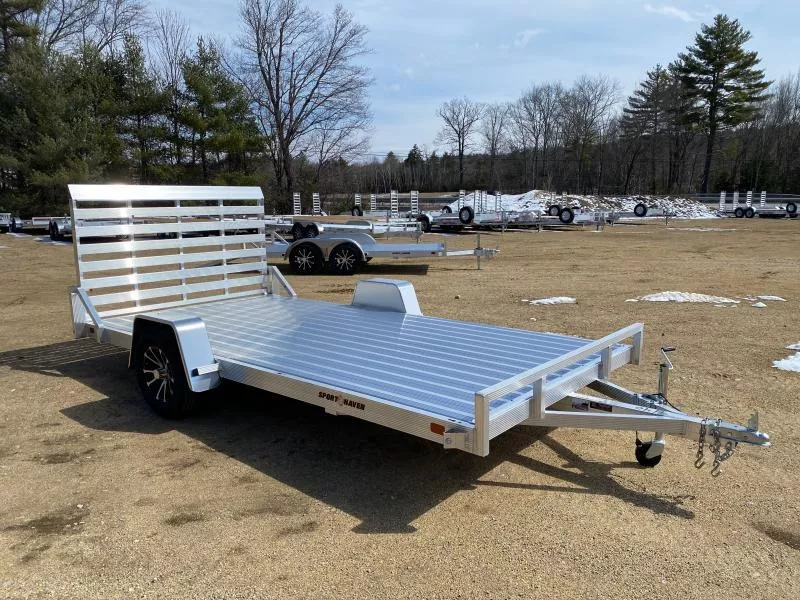 2025 Sport Haven 7x14 All Aluminum 3K Deluxe Flat Utility Trailer w/Fold Flat Rear Ramp