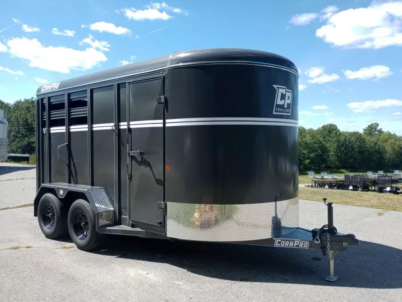 2025 CornPro 7x14 7K 2-Horse Slant/Livestock Trailer w/Extra Height, Collapsible Tack Wall