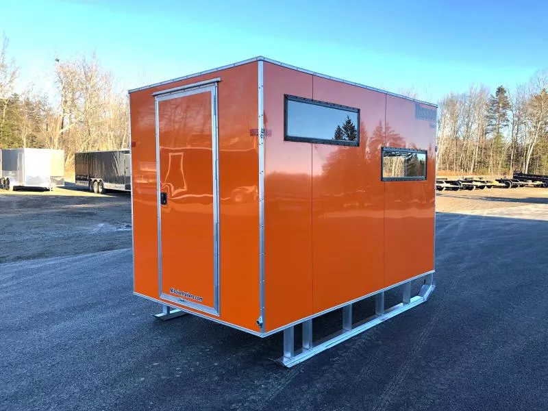 2026 Mission 6x10 Aluminum Ice Shack w/Roof Vent, Spring-Loaded Tow Hitch, Custom Rolled Steel Skis