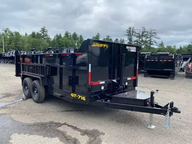 2025 Griffin Trailers 7x16 Powder Coated 14K Telescopic Dump Trailer w/3' Sides & Ramp Kit
