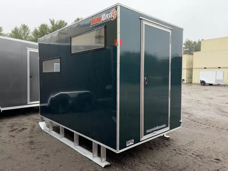 2026 SnoPro Trailers 6x10 Insulated Aluminum Ice Shack w/White Interior Ceiling & Walls, Tow Hitch & Skis 