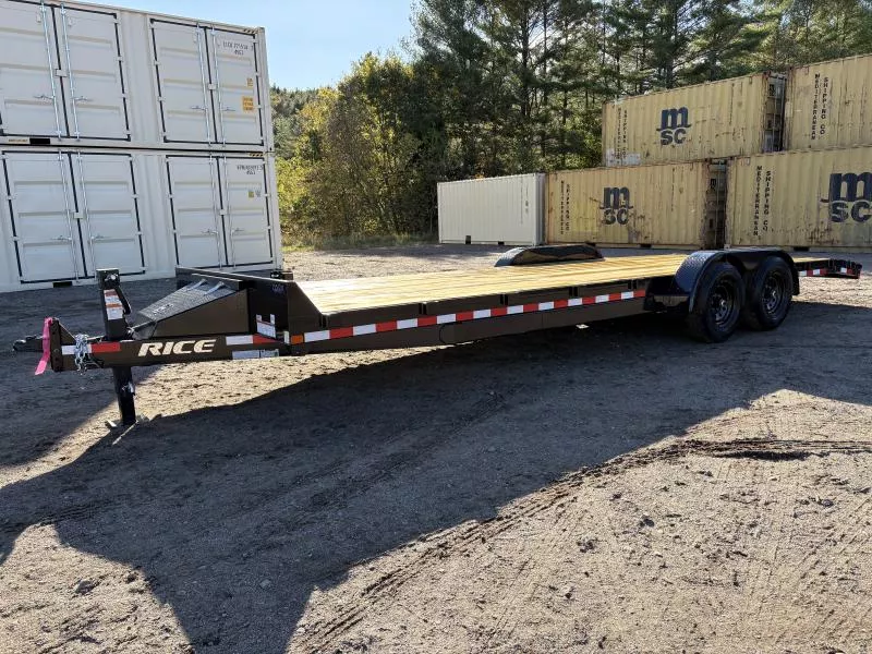 2026 Rice Trailers 7x24 10K Powder Coated Car Hauler w/Spare Mount & 6” Channel Upgrade  Car Hauler