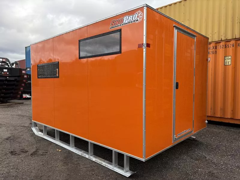 2026 SnoPro Trailers 8x12 Aluminum Ice Shack w/Tow Hitch & Skis