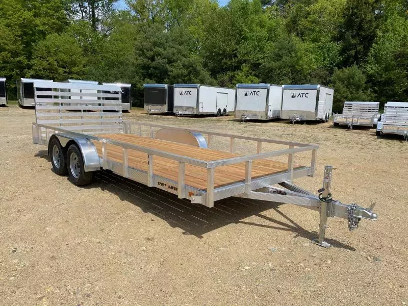 2026 Sport Haven 7x18 Aluminum 7K Utility Trailer w/Fold Flat Rear Ramp