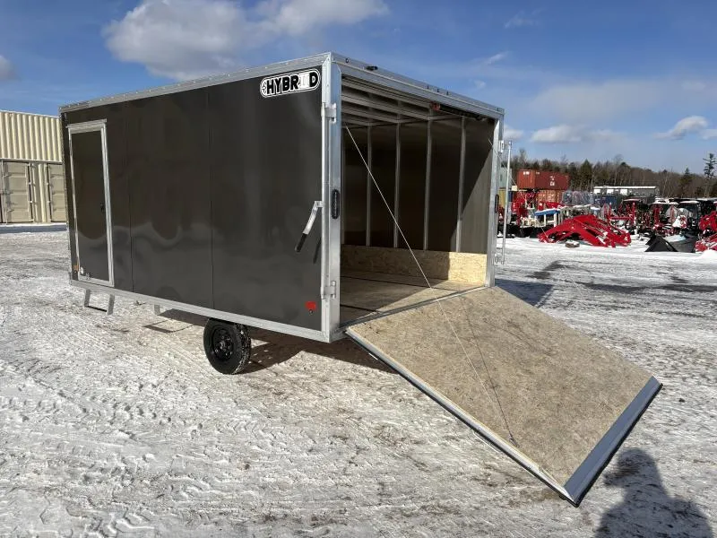 2026 SnoPro Trailers 101x12 2-Place Aluminum Hybrid-2.0 Sledlock Series Snowmobile Trailer w/Tapered Rear Door, LED Lighting & Full Length Slide Tracks