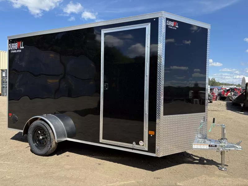 2026 Durabull Trailers 6X12 Aluminum Enclosed Cargo Trailer w/Black Wheels & Rear Ramp 