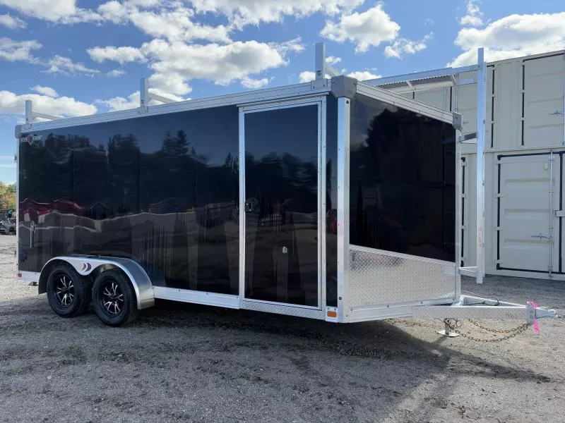 2026 Ideal Cargo 7x16 Galvanized Enclosed Cargo Trailer w/Extra Height, Ladder Racks, Rear Stabilizer Legs, Spare Tire, Interior Spare Tire Mount & E-Track System 