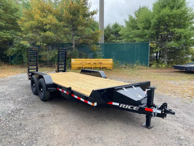 2026 Rice Trailers 7x18 LowPro Powder Coated 14K Equipment Trailer w/Ramps & Toolbox