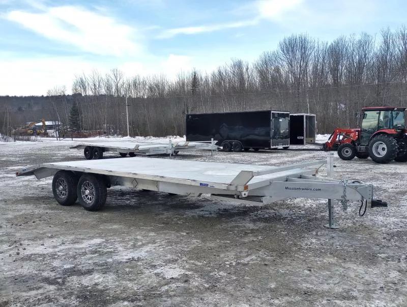 2026 Mission 101x20 Aluminum Deckover Equipment Trailer w/Stowable Ramps, D-Rings, Aluminum Wheels