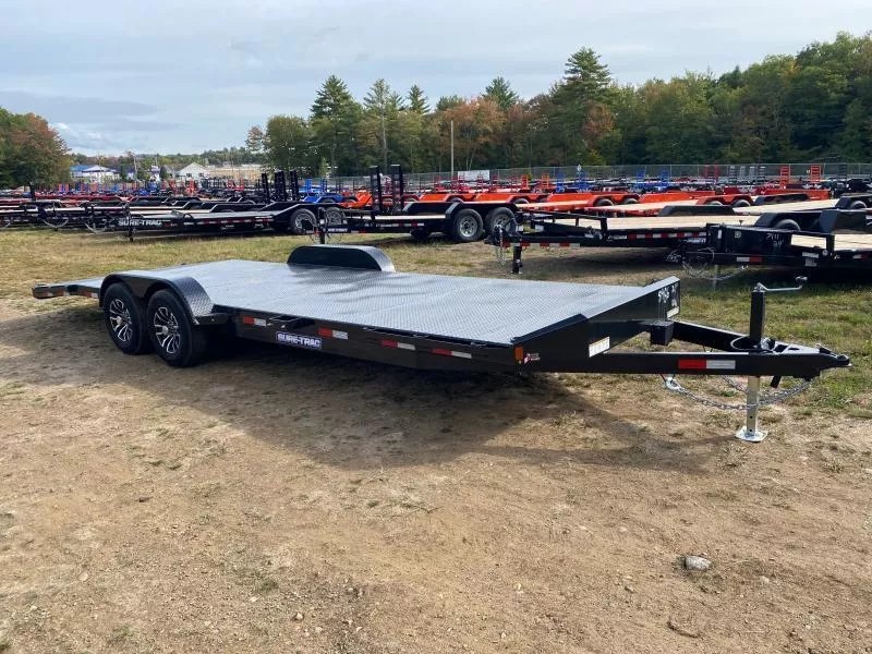 2026 Sure-Trac 7x20+4 Powder Coated 10K Steel Deck Car Hauler w/Slide In Ramps