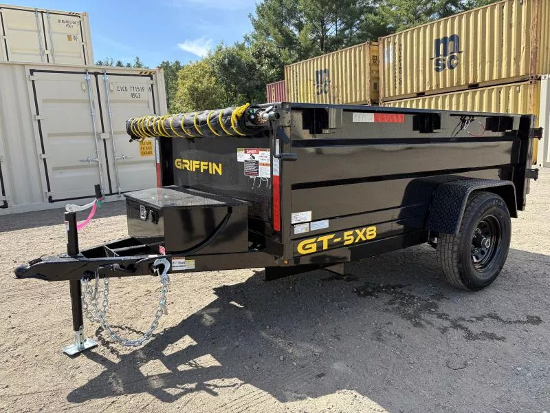 2026 Griffin Trailers 5x8 5.2K Powder Coated Hydraulic Dump w/24” High Sides, Tarp Kit & Battery Charger