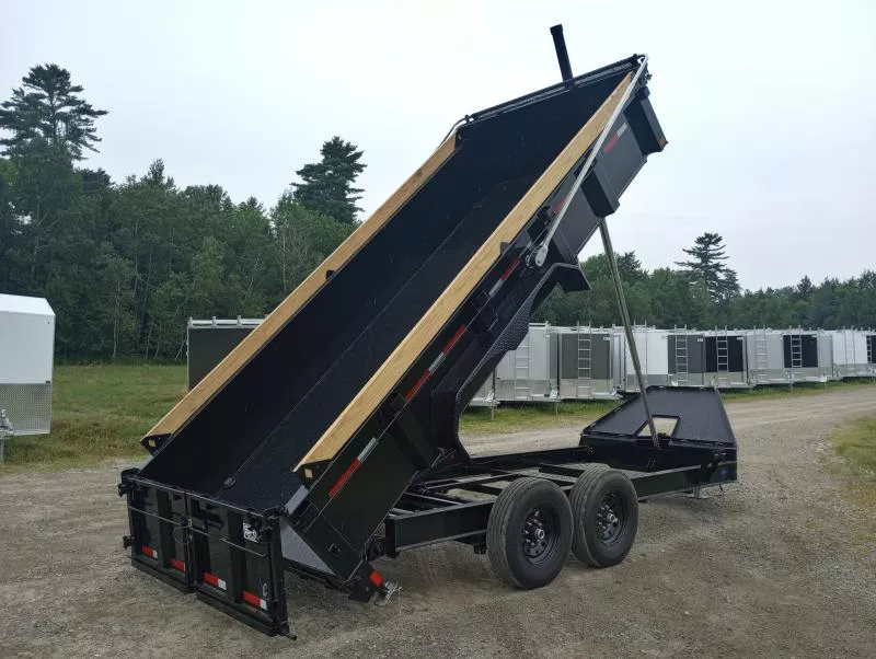 2025 Diamond C Trailers 7x16 15K Powder Coated Telescopic Dump w/Ramps, 2-Way Spreader Gate, Tarp Kit
