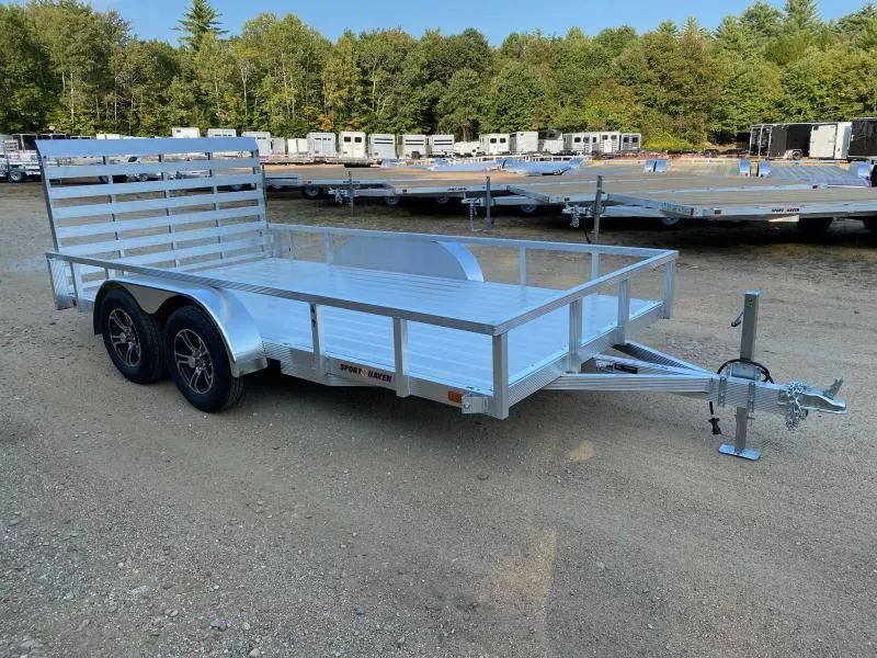 2026 Sport Haven 7x14 Aluminum 7K Deluxe Utility Trailer w/Fold Flat Rear Ramp