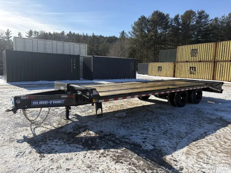 2026 Sure-Trac 8.5X25+5 Powder Coated 22.5K Deckover Equipment Trailer w/Spare Tire Mount, Side Steps & Cleated Beavertail