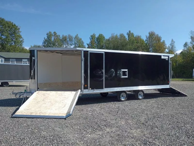2026 Mission 101x20 Aluminum 3-Place Drive In/Out Deckover w/Wrap-Around Front Ramp, Galvanized Package, Canopy