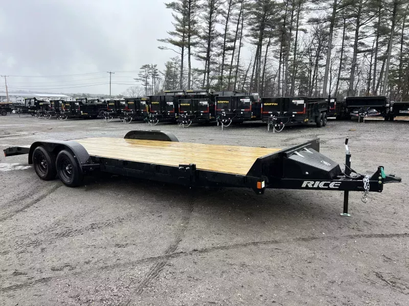 2025 Rice Trailers 7x22 7K Powder Coated Car Hauler w/Toolbox & Ramps