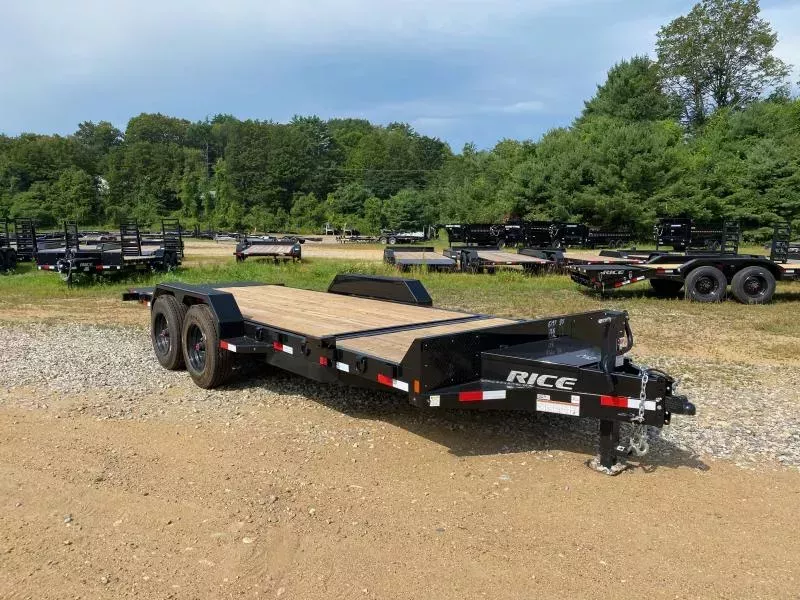 2026 Rice Trailers 7x16+4 Powder Coated 16K Partial Tilt Equipment Trailer w/D-Rings & Toolbox