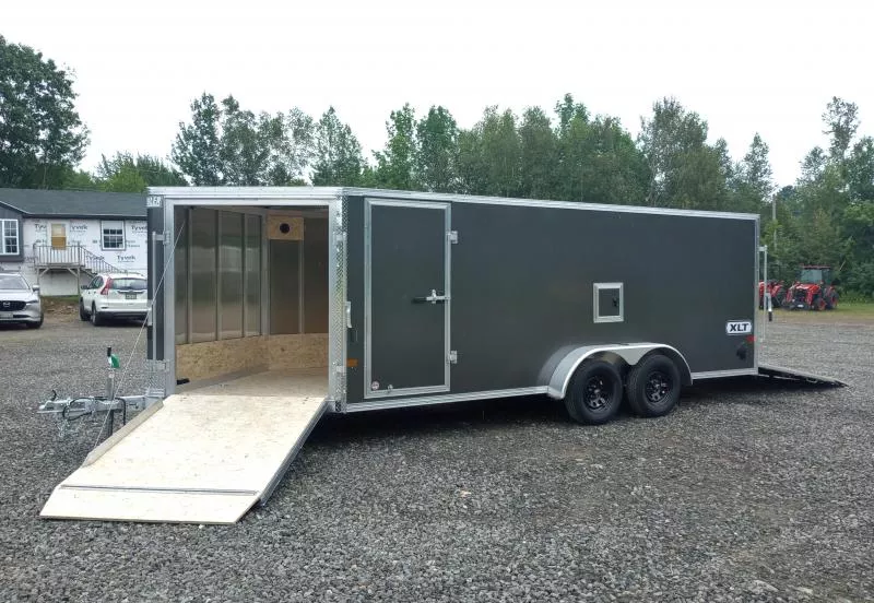 2026 E-Z Hauler XLT 7x18 Aluminum 3-Place Drive In/Out Snowmobile Trailer w/Fuel Door, Spring Assist Ramps