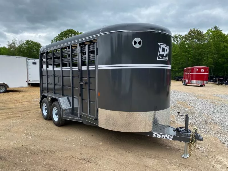 2025 CornPro 6x16 Steel 10K Livestock Trailer w/Extra Height, Center Divider & Combo Gate