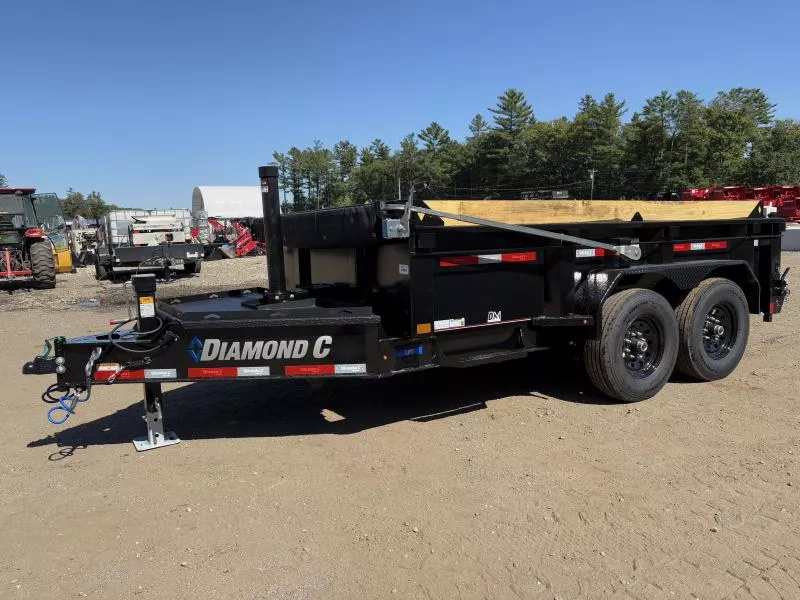 2026 Diamond C Trailers 7x12 15K Powder Coated Dump Trailer w/ 24” High Sides & Board Brackets w/ Boards 