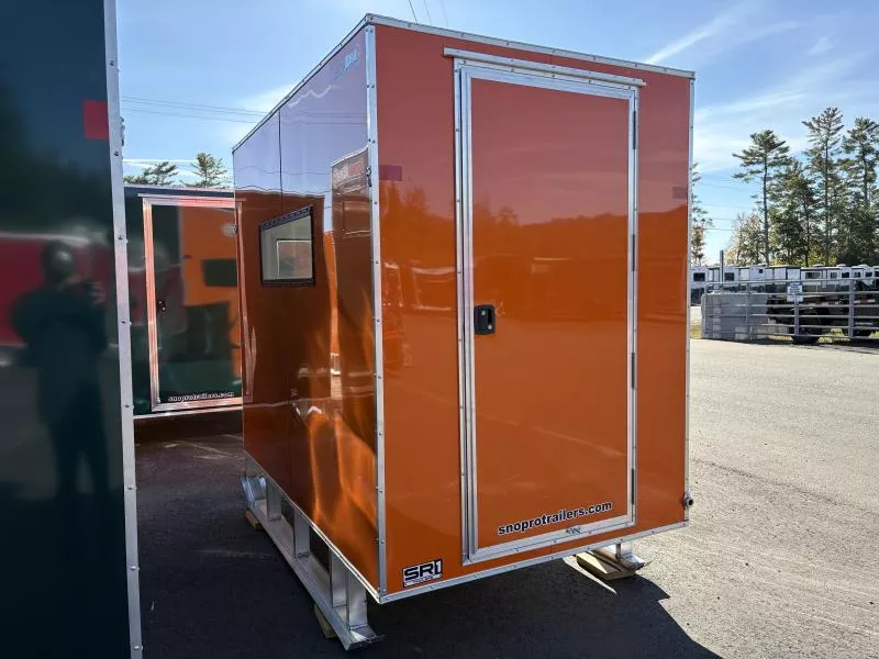 2026 SnoPro Trailers 5x8 Insulated Aluminum Ice Shack w/White Interior Ceiling & Walls, Tow Hitch & Skis 