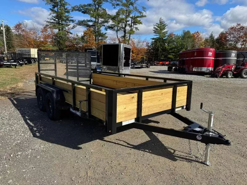 2026 Sure-Trac 7x14 Powder Coated 7K 3-Board High Side Utility Trailer w/Rear Ramp