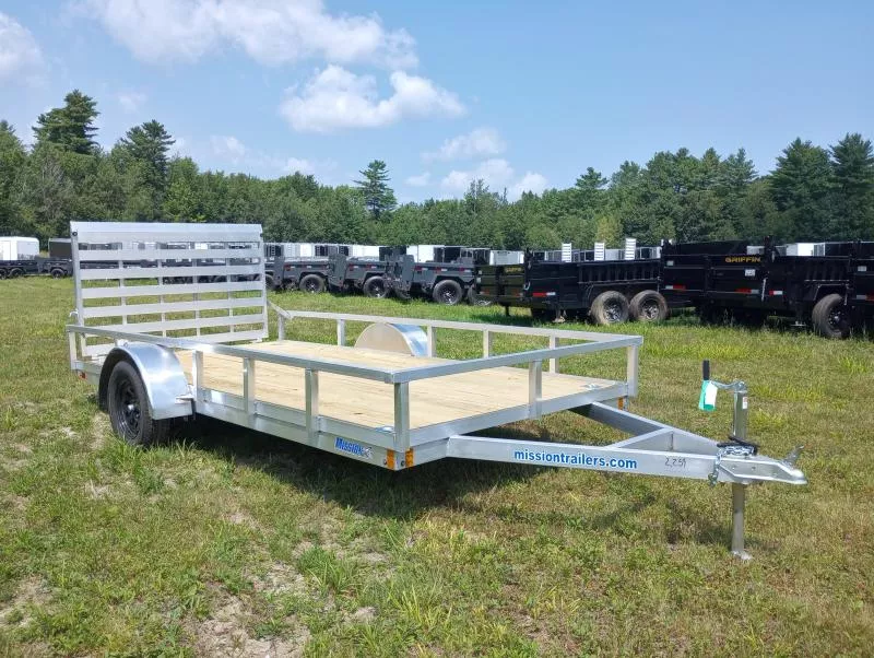 2026 Mission 6.5x14 Aluminum Open Utility Trailer w/Integrated Rear Ramp Gate, HD D-Rings