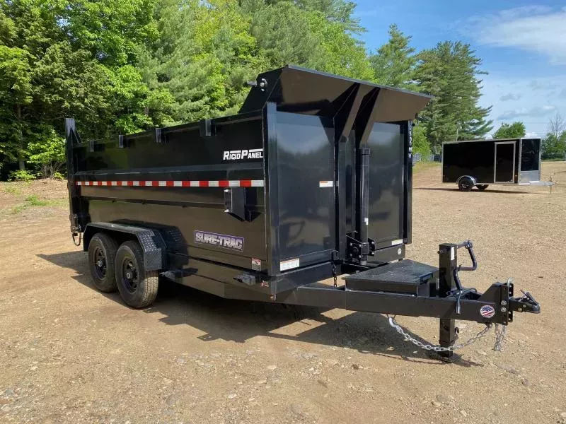 2026 Sure-Trac 7x14 Powder Coated 14K Telescopic High Side Dump Trailer