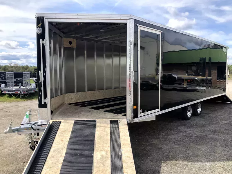 2026 Mission 101x22 Aluminum 4/5 Place Drive In/Out Deckover w/Spring Assist Ramps, Mats/Guides. 2600 lbs.