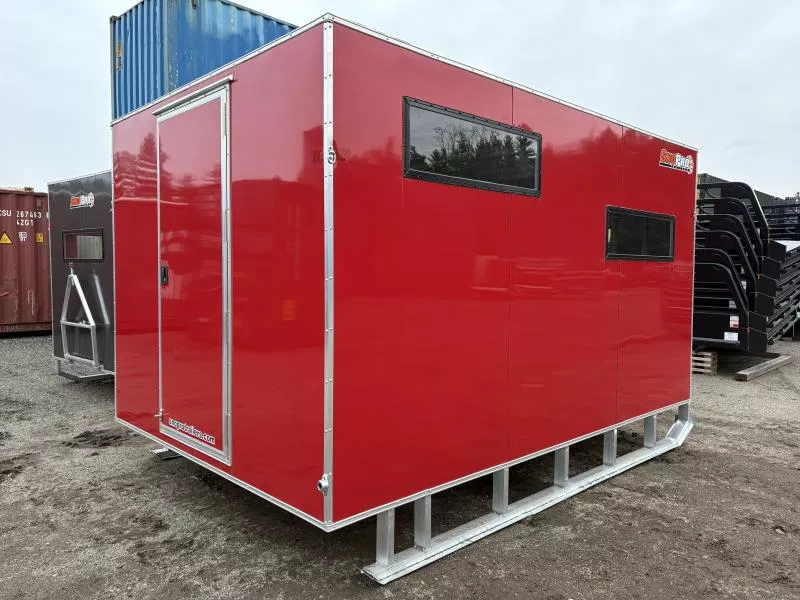 2026 SnoPro Trailers 8x12 Aluminum Ice Shack w/Tow Hitch & Skis 