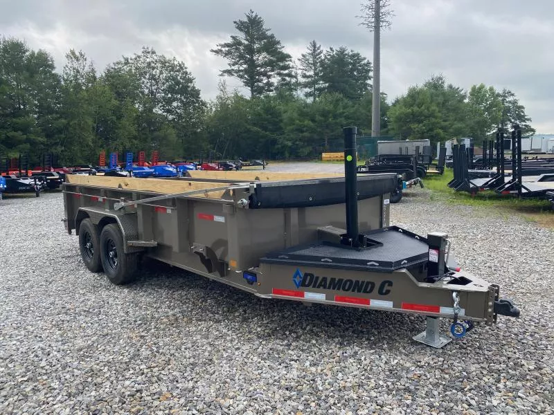 2025 Diamond C Trailers 7x16 Powder Coated 14.9K Tele Dump Trailer w/Wireless Remote & Ramps