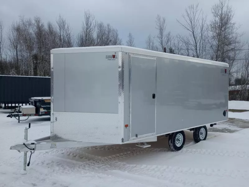 2026 Durabull 101x16 Aluminum 3-Place Multi-Sport Snowmobile Trailer w/Mats & Guides, Galvanized Package