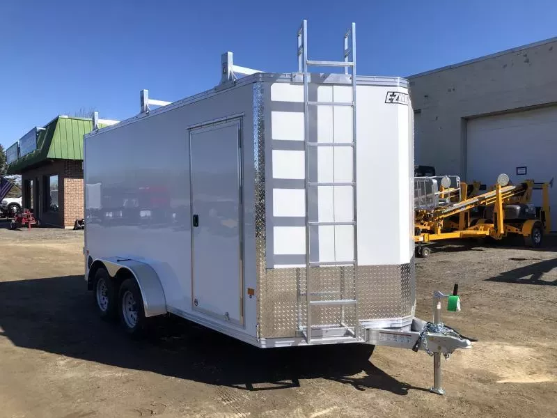 2026 E-Z Hauler 7x14 7K Aluminum Enclosed Cargo Trailer w/Barn Doors - Ladder Racks.