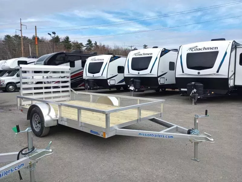 2026 Mission Trailers 6x12 Aluminum Open Utility Trailer w/Fold Down Ramp Gate. 796 lbs.