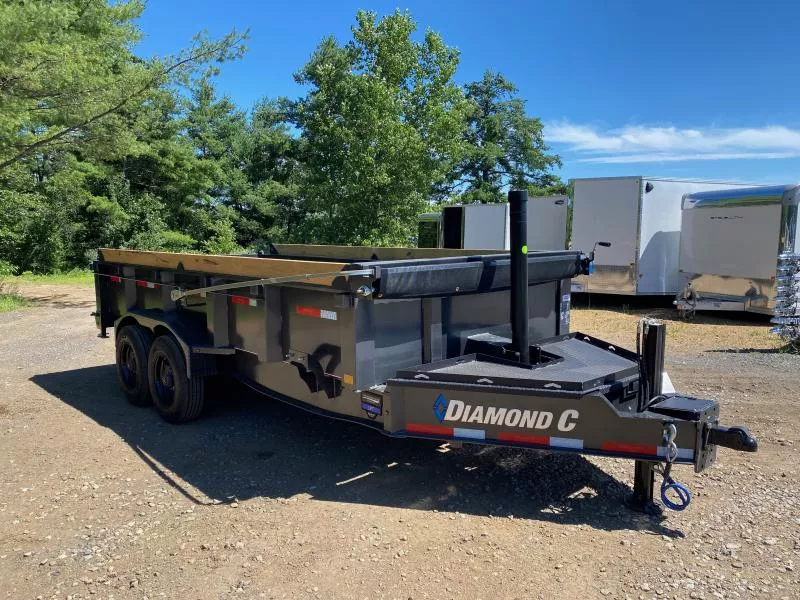 2025 Diamond C Trailers 7x16 Powder Coated 23K Tele Dump Trailer w/Wireless Remote & Hyd Jack
